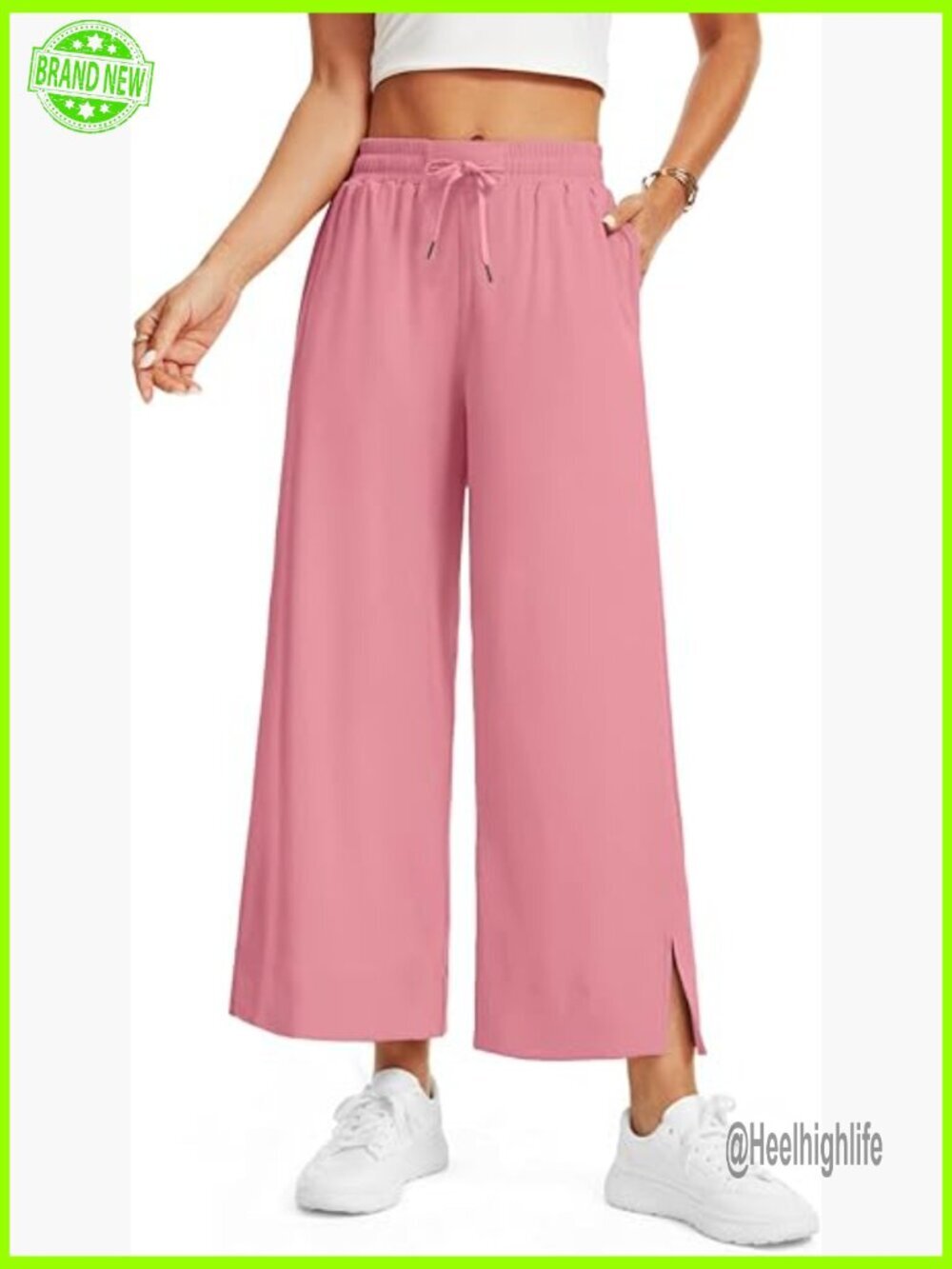 High Waisted Wide Leg Trouser Pants Work Travel Lounge